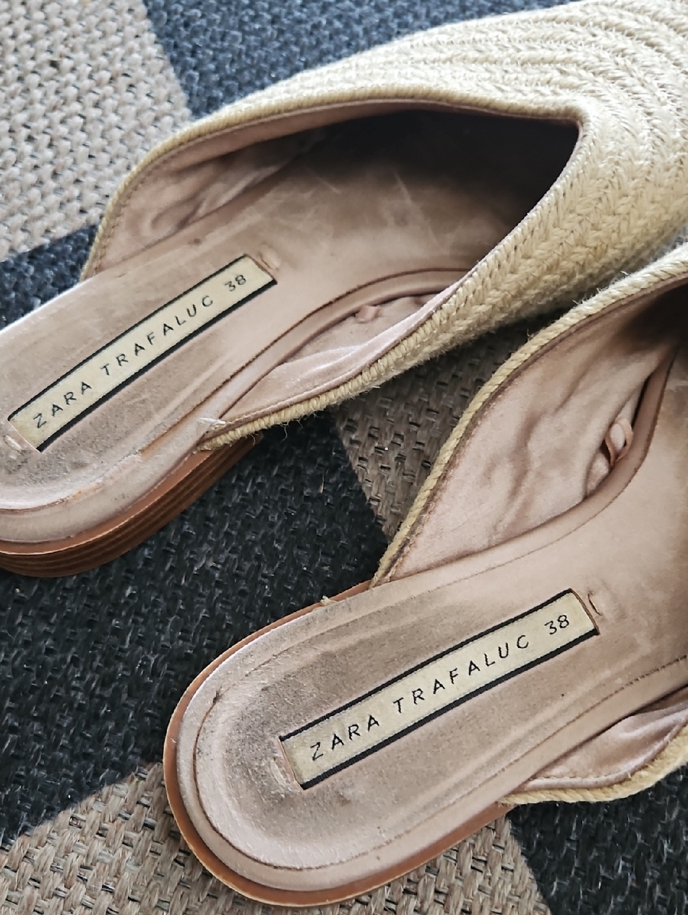 Zara Natural Woven Pointed-Toe Slip-On Mules - Beige - Picture 2 of 4